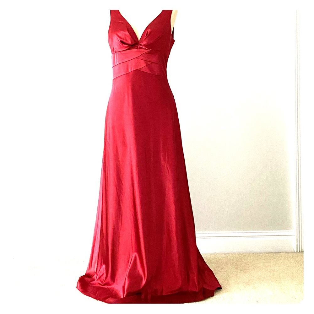 Satin Red Floor Length Gown